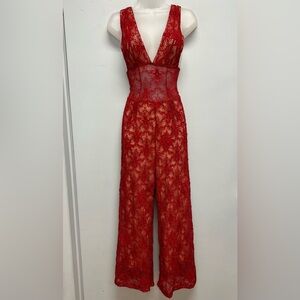 Nightcap x Free People Red Lace Jumpsuit – Size 2 – Made in USA